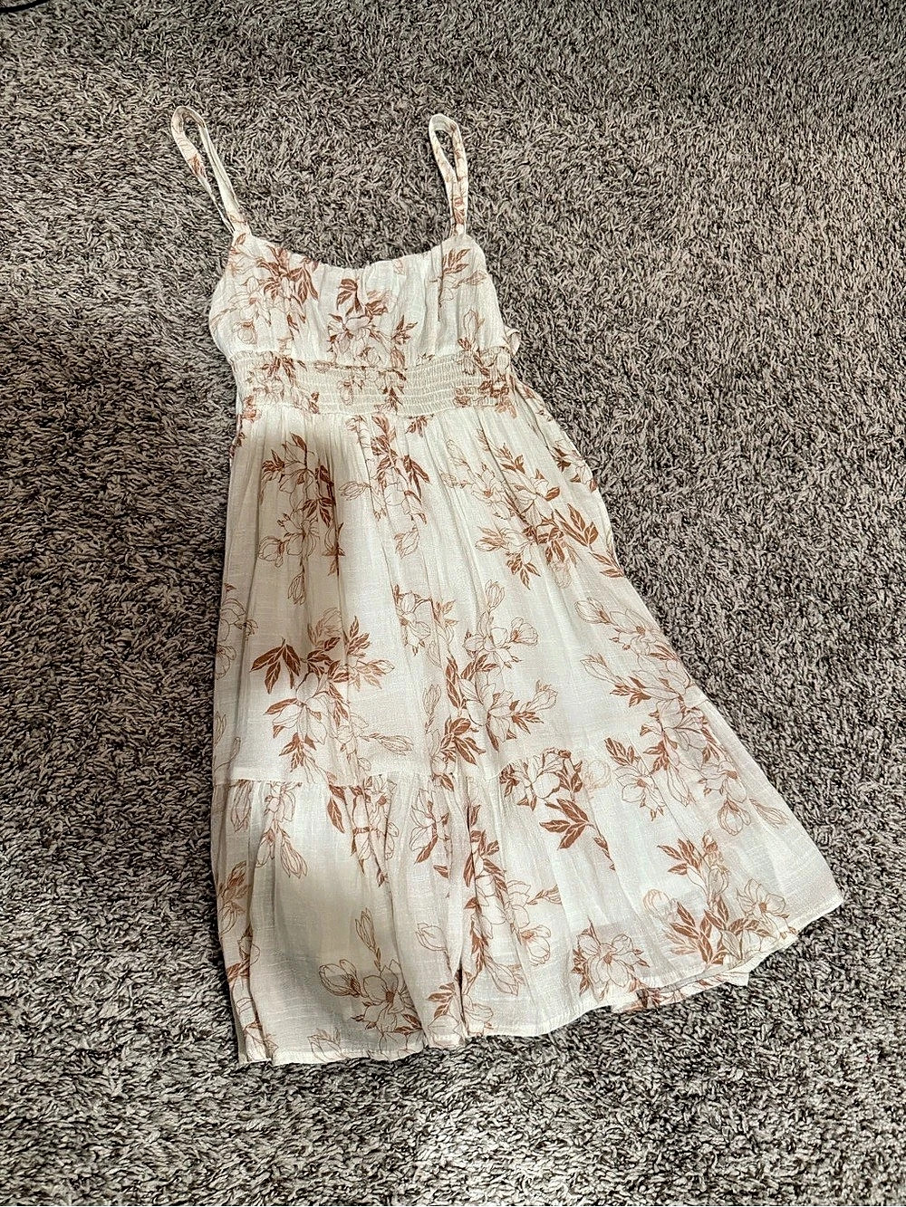 Lulus Light and Lovely White Floral Print Tiered Smocked Midi Dress Floral Print